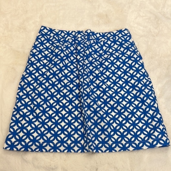 Boden skirt knee length blue geometric pattern zip close with pockets size 8p - Picture 2 of 9